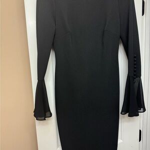 Calvin Klein Black Sheath Dress with Bell Sleeves - Size 2